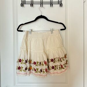 White Floral LoveShackFancy Mini Skirt